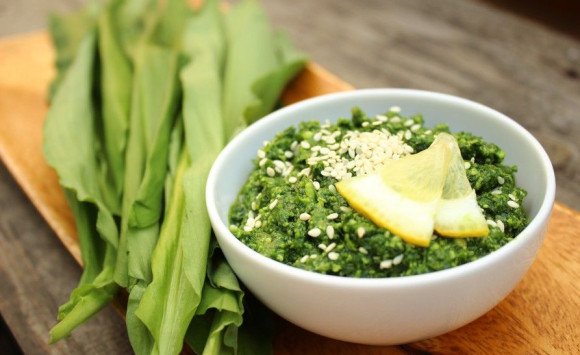 Pesto z medvedieho cesnaku s parmezánom a sezamom