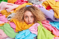 wardrobe-arrangement-womans-head-sticking-through-pile-colorful-clothes-involved-old-belongings-charity-takes-part-humanitarian-aid-organization-female-gathers-garments-needy-people_273609-52130