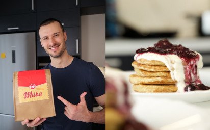 Proteínové čučoriedkové lievance s vanilkovým cottage cheese