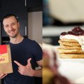 Proteínové čučoriedkové lievance s vanilkovým cottage cheese