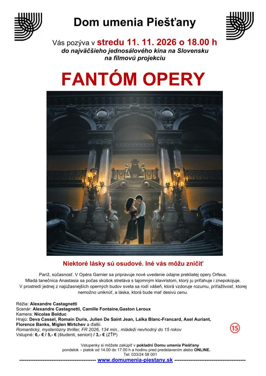 Jesenná filmová ponuka v Dome umenia SF Piešťany